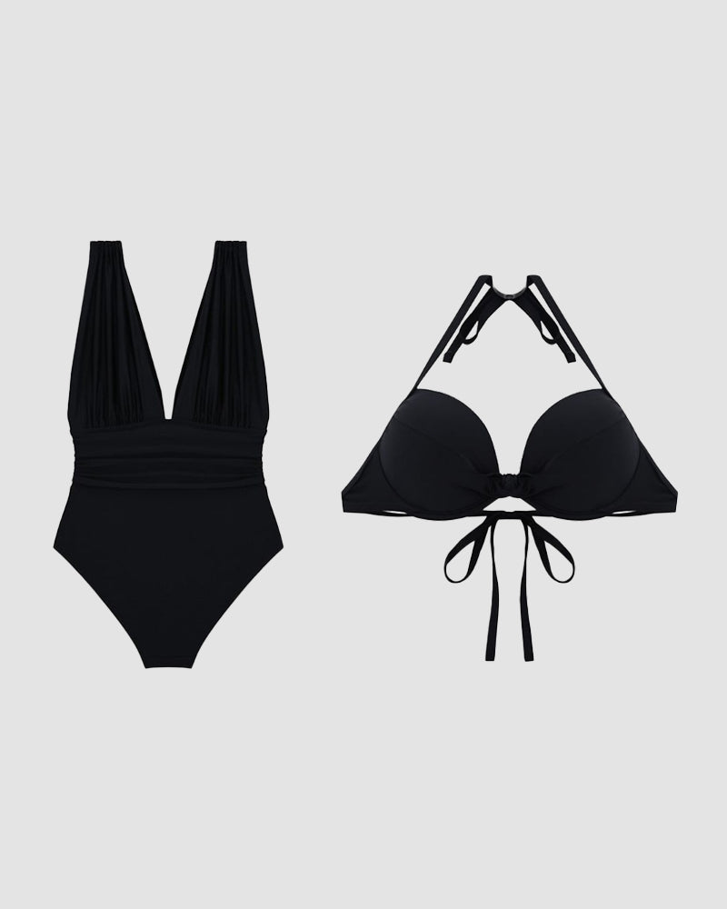 Elegant Deep V-Neck Shaping Swimsuit