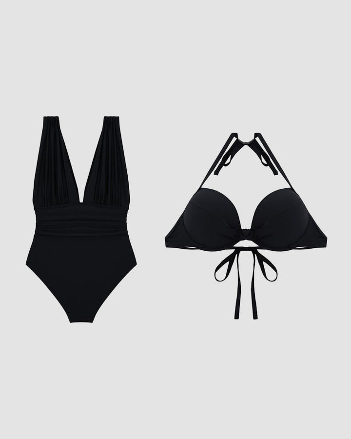 Elegant Deep V-Neck Shaping Swimsuit
