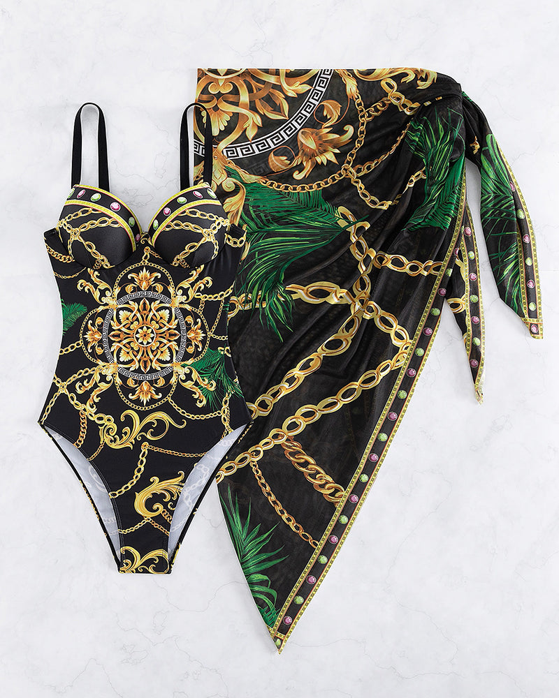Darius – Push-Up One-Piece Swimsuit with Coordinating Pareo