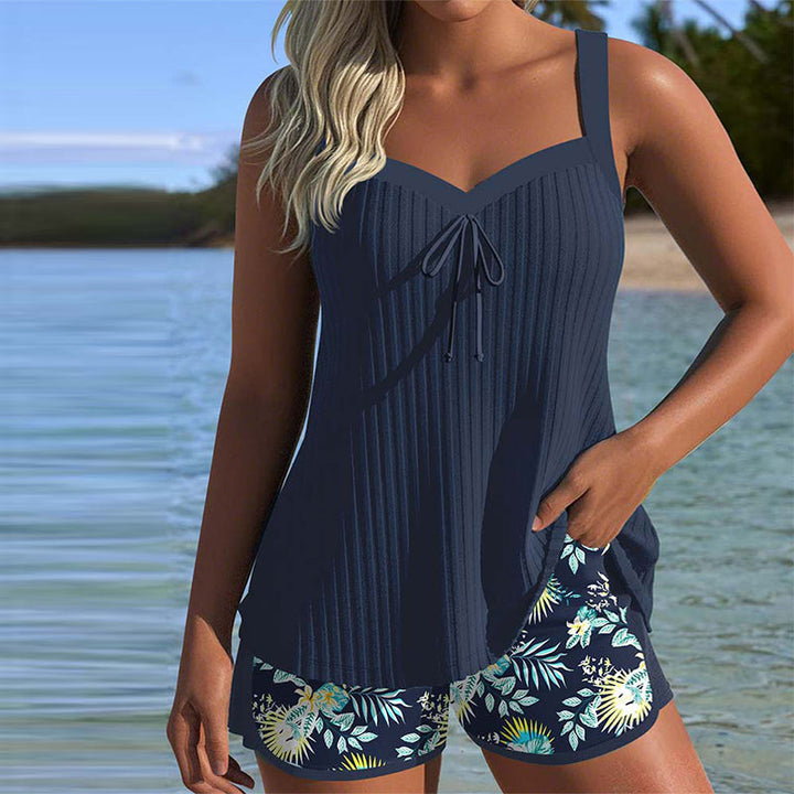 Lana - Striped Two-Piece Tankini Set with Beach Shorts