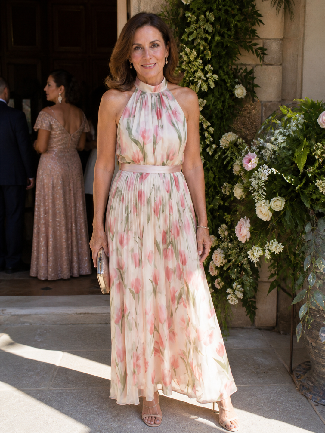 Stella & Grace™ | Halter Neck Floral Midi Dress