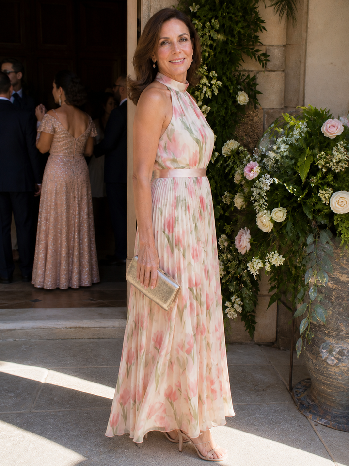 Stella & Grace™ | Halter Neck Floral Midi Dress