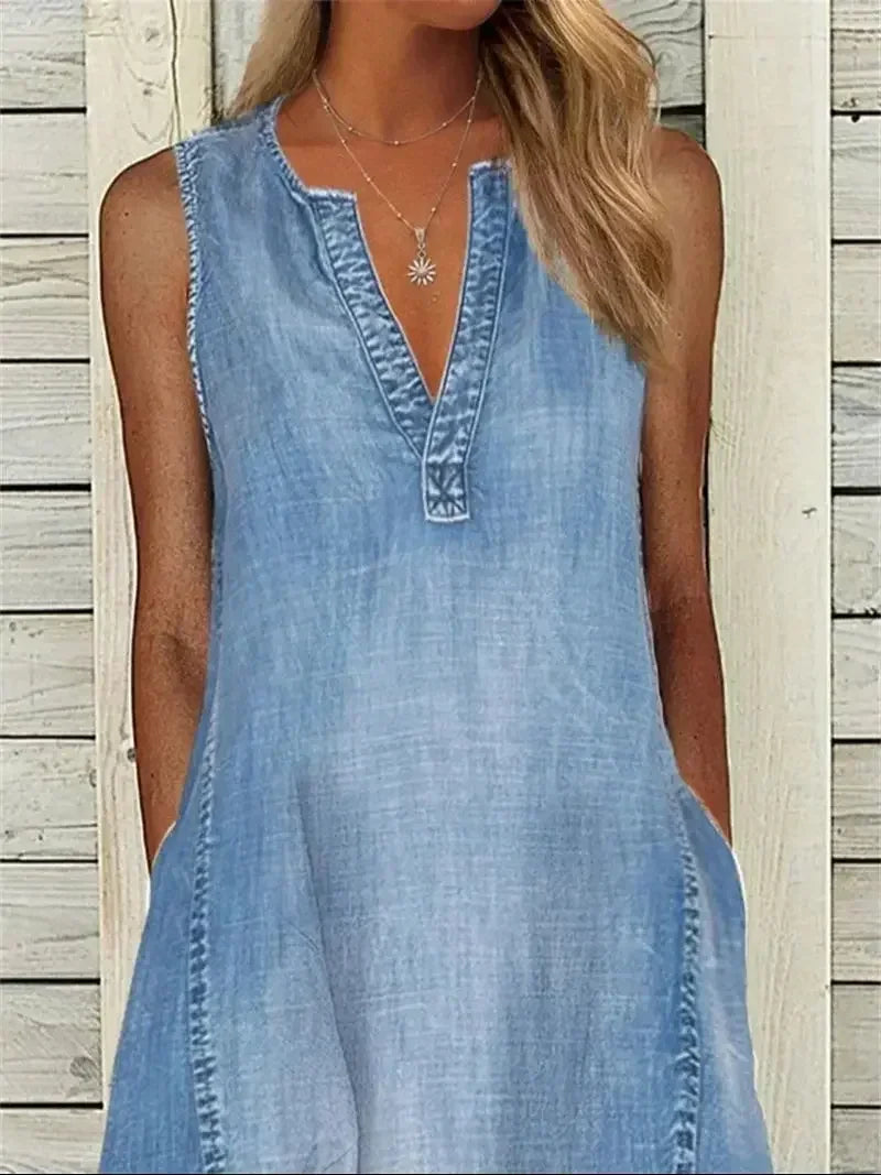 Miravelle - Sleeveless Denim Maxi Dress