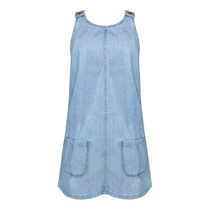Lunariah - Casual Denim Pocket Dress