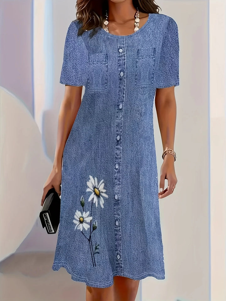 Avenelle - Floral Denim Mini Dress