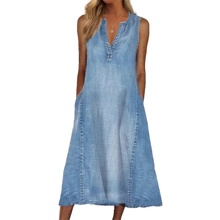 Miravelle - Sleeveless Denim Maxi Dress