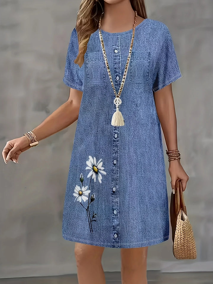 Avenelle - Floral Denim Mini Dress
