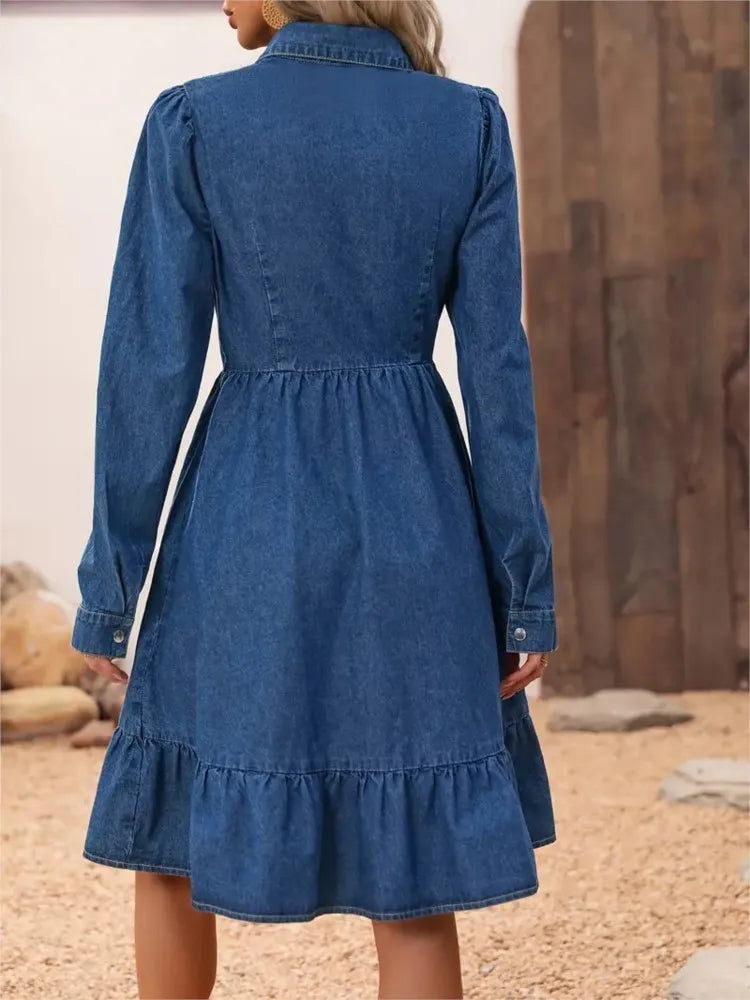 Nymerelle - Ruffled Denim Midi Dress