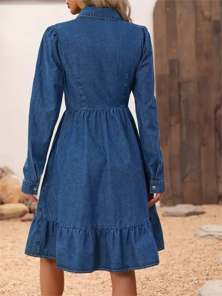 Nymerelle - Ruffled Denim Midi Dress