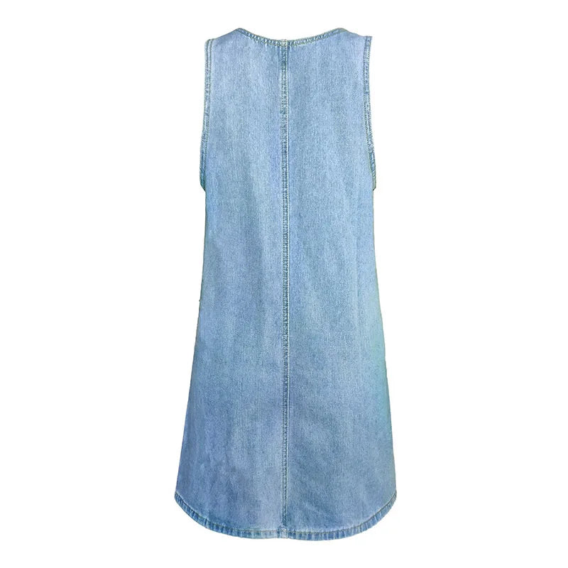 Lunariah - Casual Denim Pocket Dress