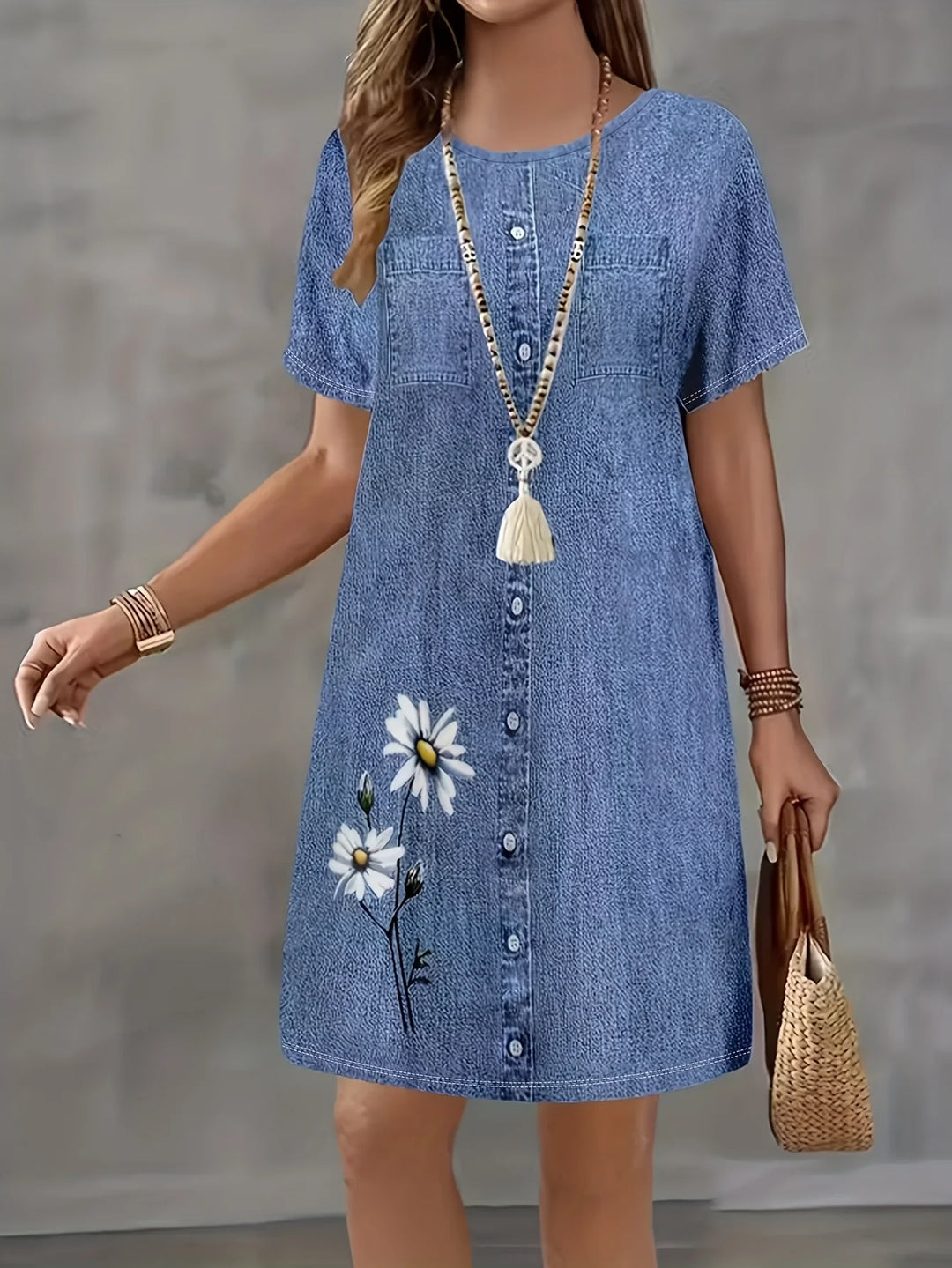Avenelle - Floral Denim Mini Dress