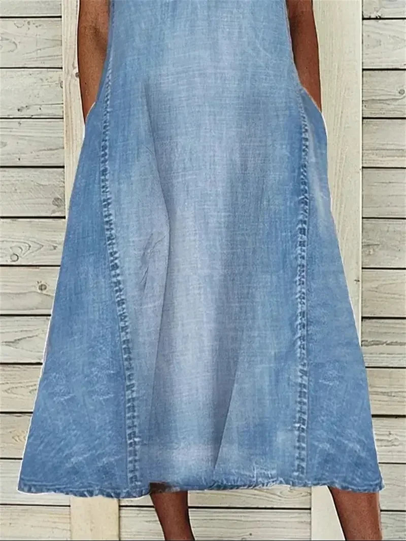 Miravelle - Sleeveless Denim Maxi Dress