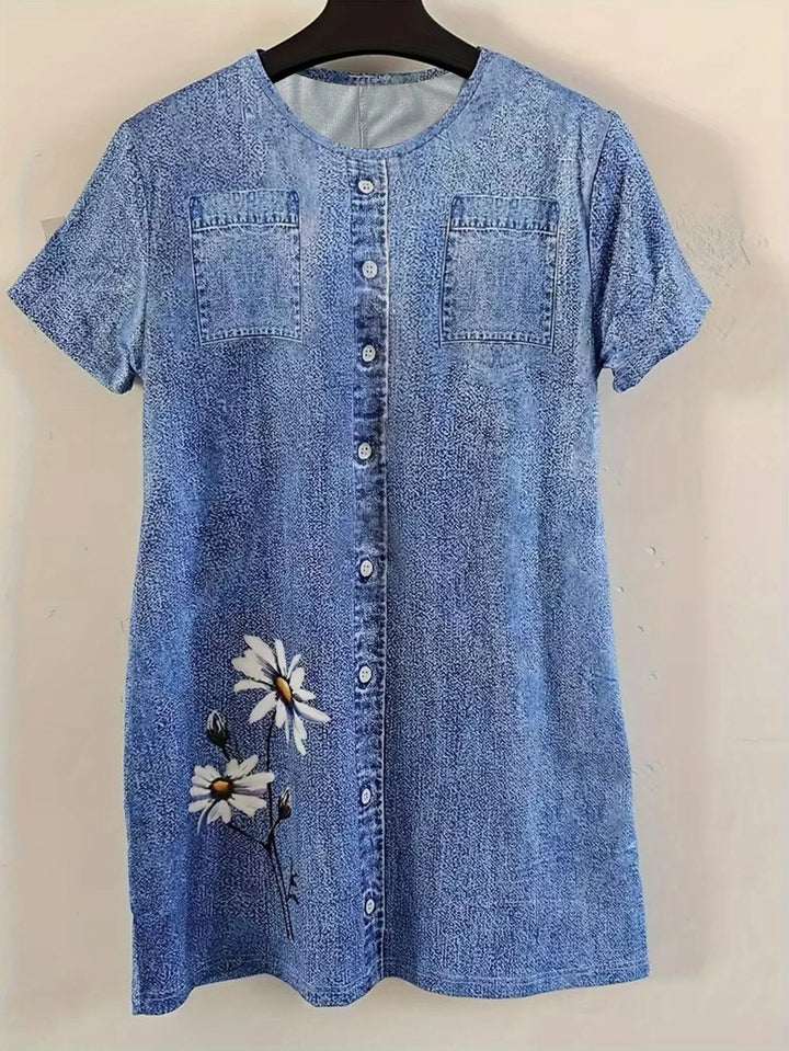 Avenelle - Floral Denim Mini Dress