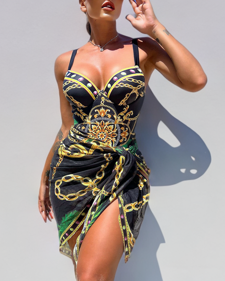 Darius – Push-Up One-Piece Swimsuit with Coordinating Pareo