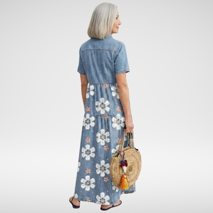 Rosavelle - Floral Denim Maxi Dress