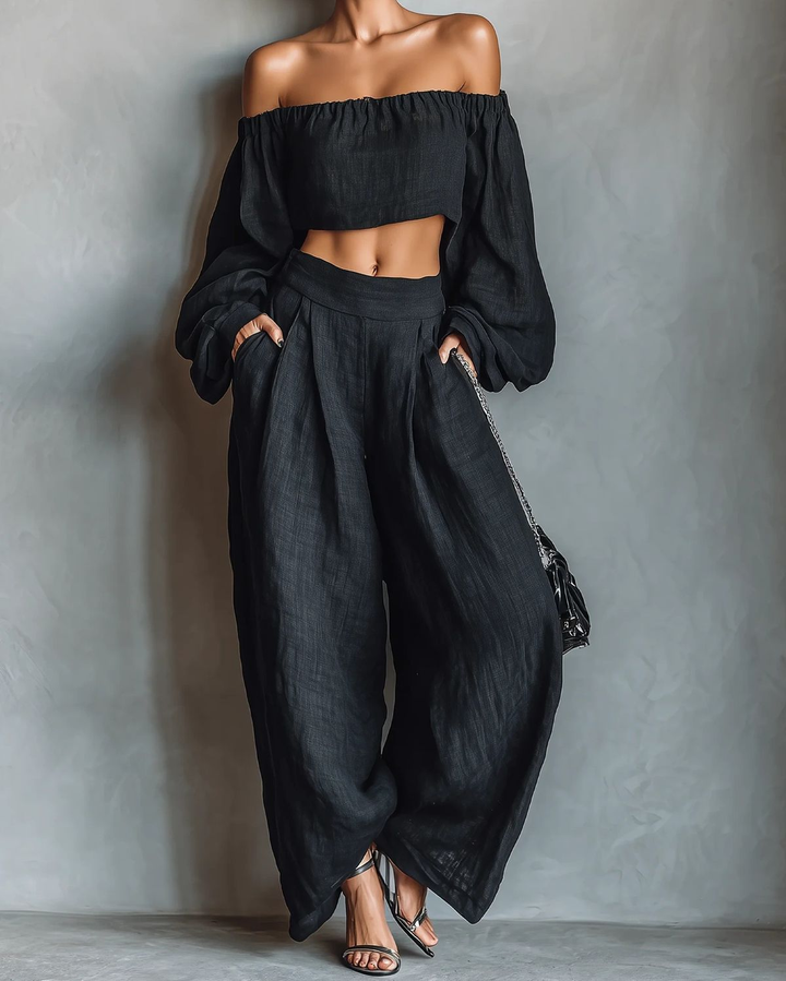 Tess™ | Off-Shoulder Set with Wide Pants