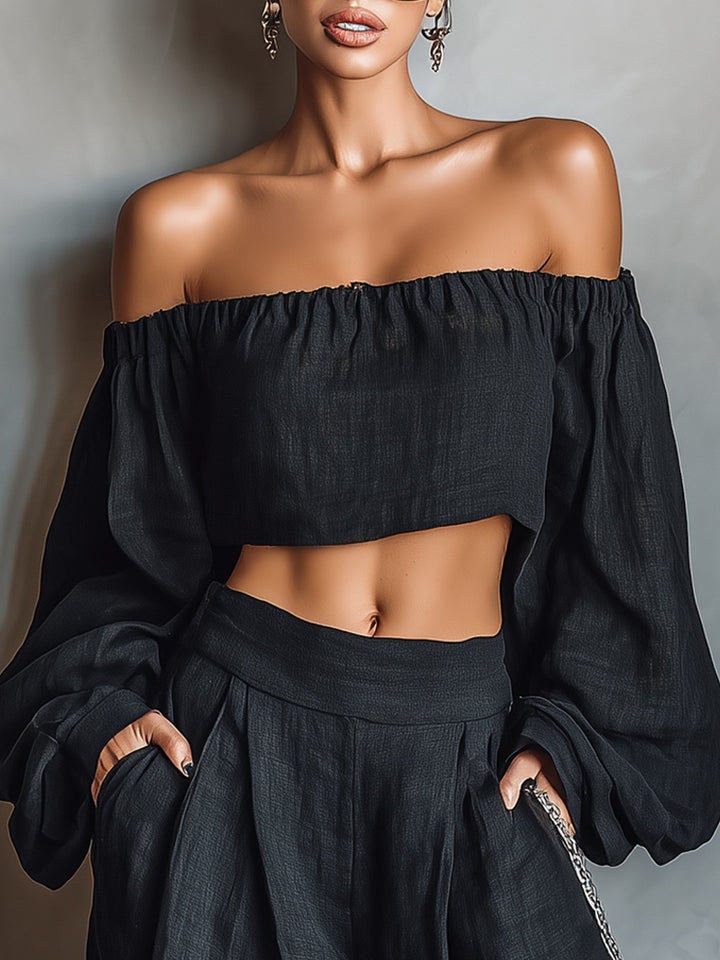 Tess™ | Off-Shoulder Set with Wide Pants