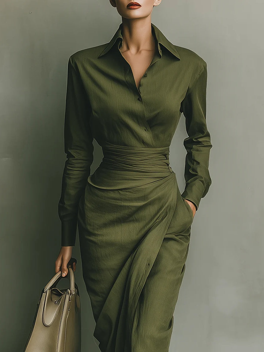 Noëlle™ | Military Green Maxi Dress