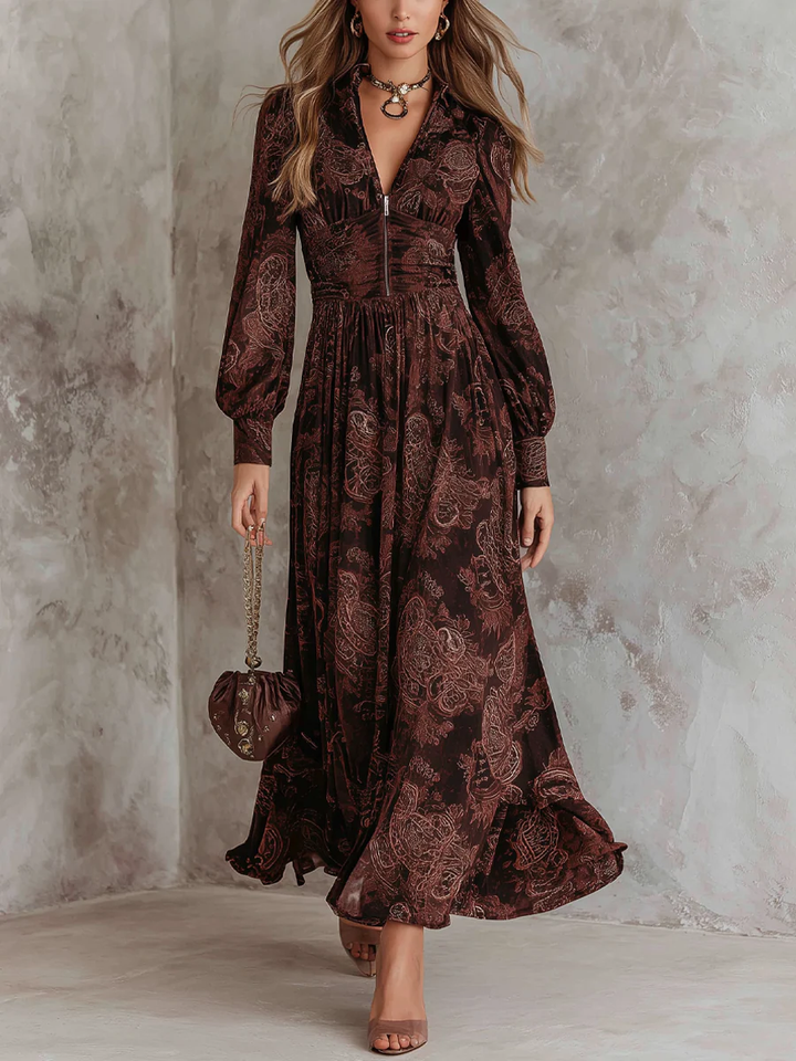 Ariane™ | Maxi Dress with Paisley Print and Fitted Waist