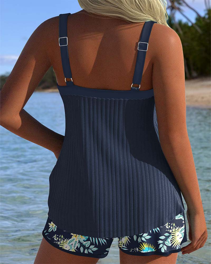 Lana - Striped Two-Piece Tankini Set with Beach Shorts