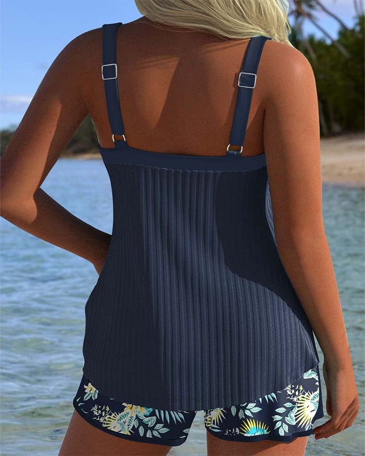 Lana - Striped Two-Piece Tankini Set with Beach Shorts
