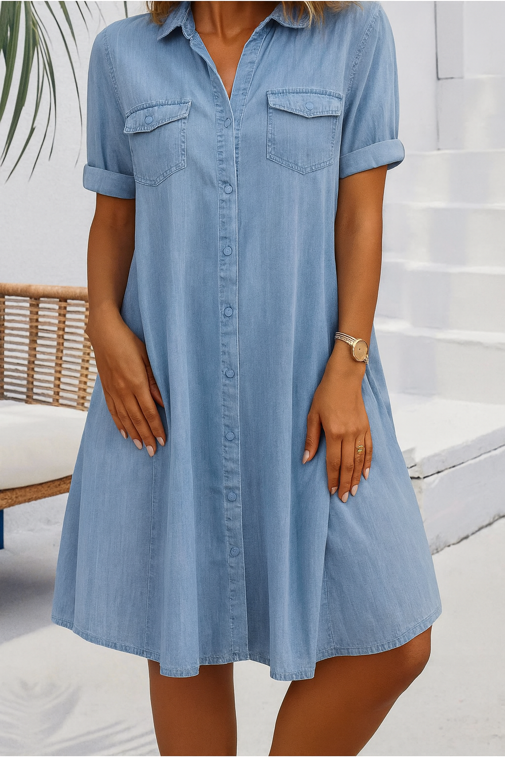 Virelune - Relaxed Button Denim Dress